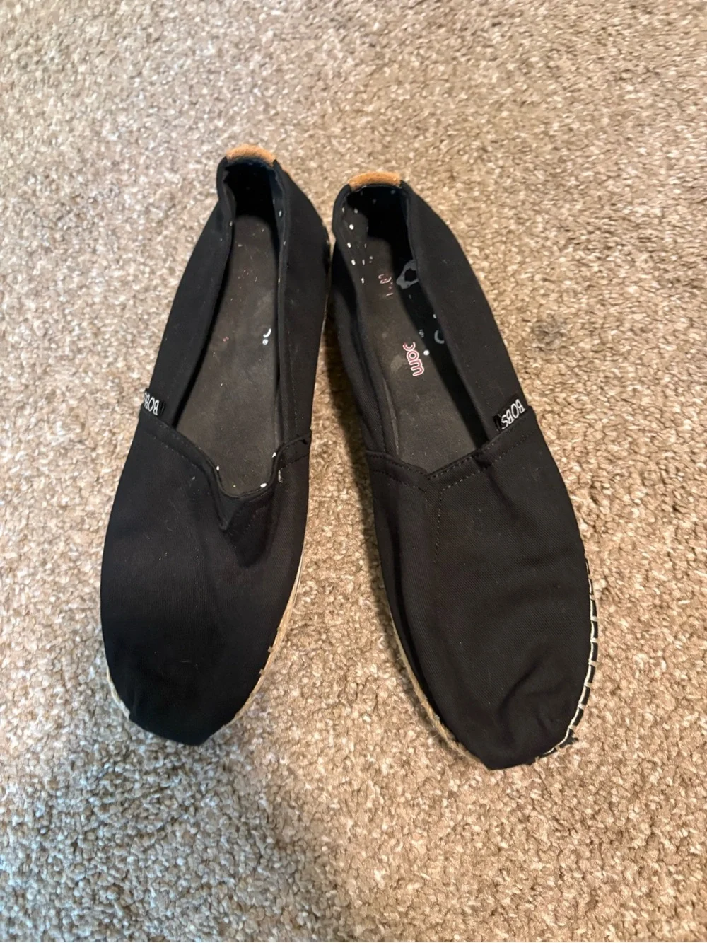 Skechers Black Slip-On Espadrille with Tan Heel Accent
